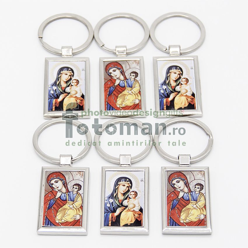 Breloc personalizat metalic dreptunghi - 2 fețe