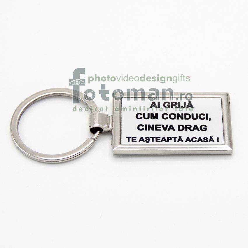 Breloc personalizat metalic dreptunghi - 2 fețe