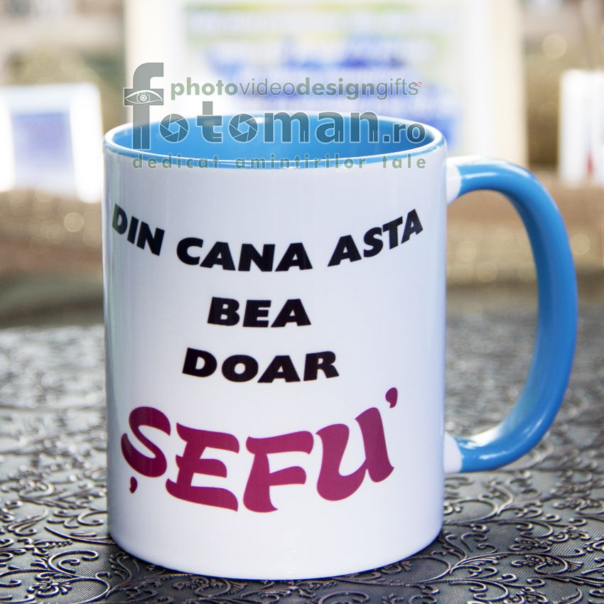 Cana alba cu interior albastru deschis