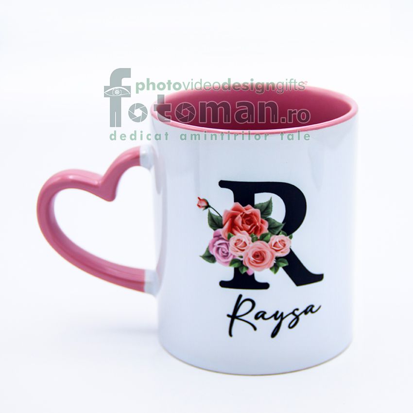 Cana alba interior roz toarta inima
