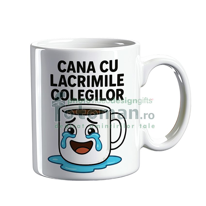 Cana personalizata alba comica