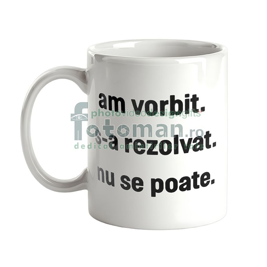 Cana personalizata alba comica