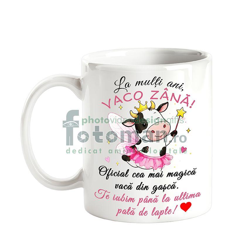 Cana personalizata alba comica