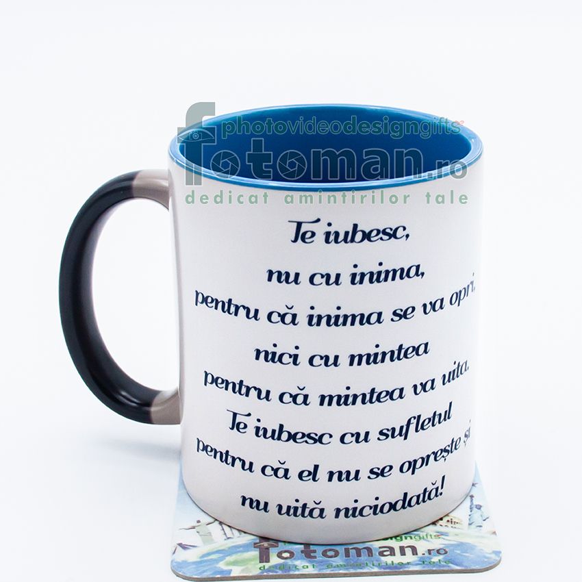 Cana termosensibila neagra cu interior albastru