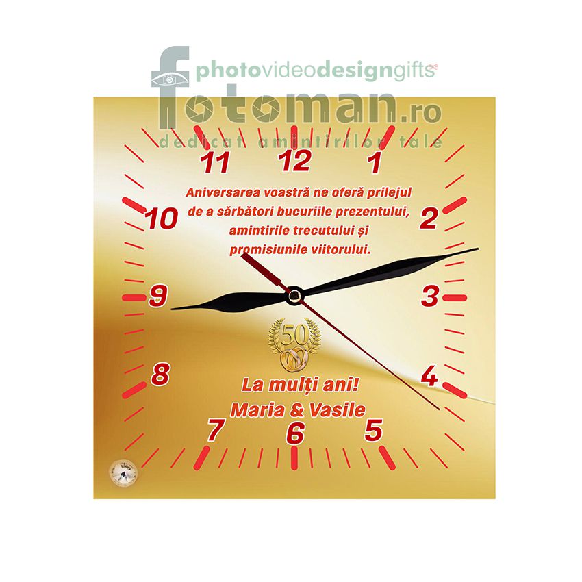 Ceas personalizat de sticla-patrat