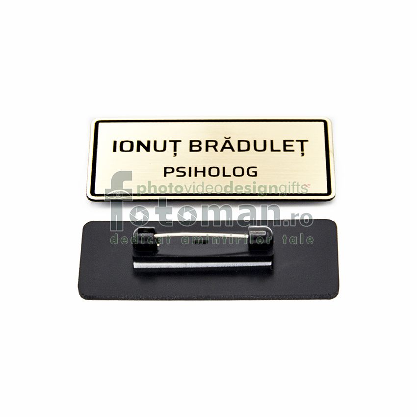 Ecuson gravat personalizat cu prindere ac
