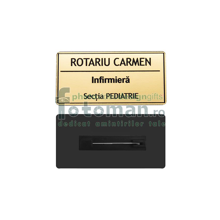 Ecuson gravat personalizat cu prindere ac