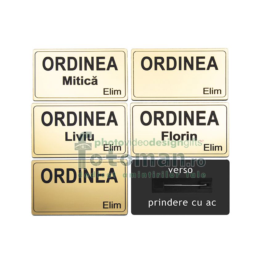 Ecuson gravat personalizat cu prindere ac