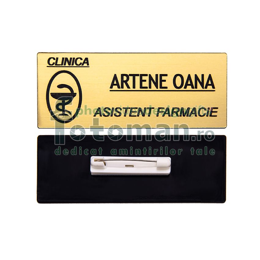 Ecuson gravat personalizat cu prindere ac