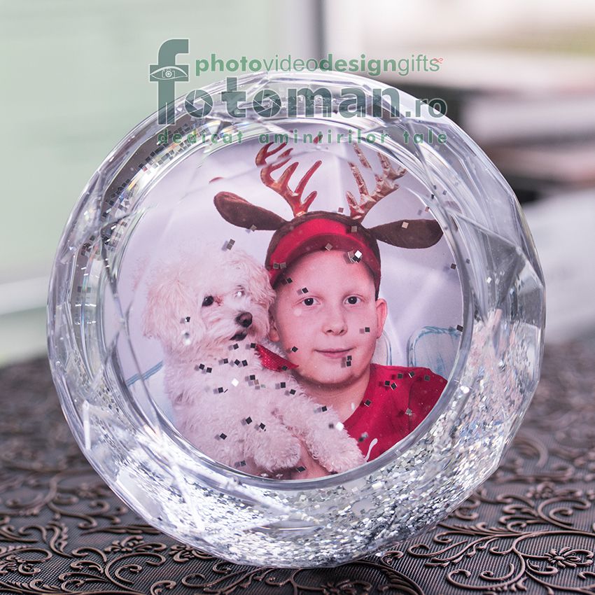 Glob foto personalizat-cristal