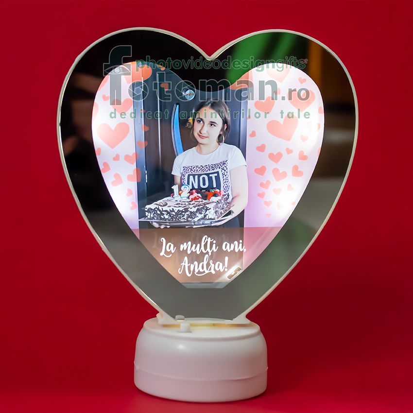 Oglinda magica cu foto si LED -inima