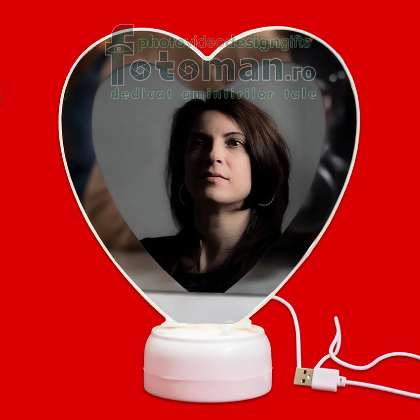 Oglinda magica cu foto si LED -inima