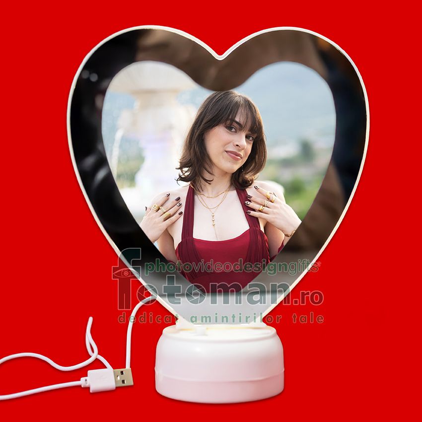 Oglinda magica cu foto si LED -inima