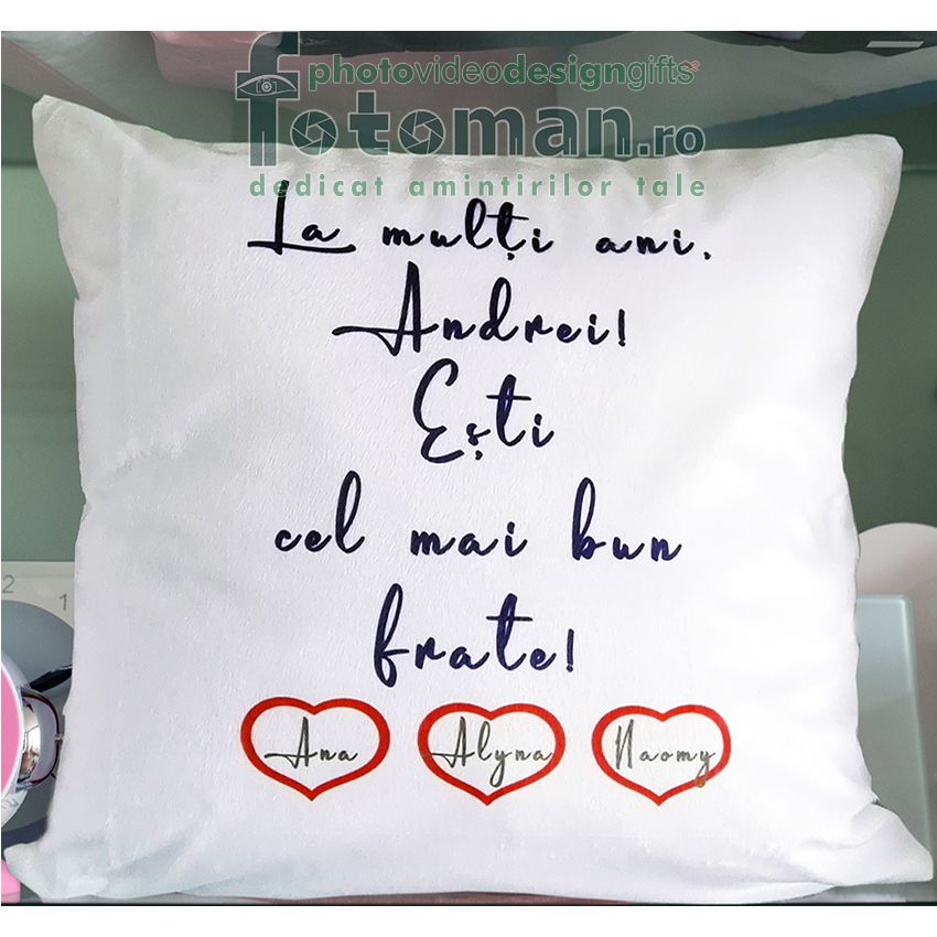 Perna personalizata alba cu spate color