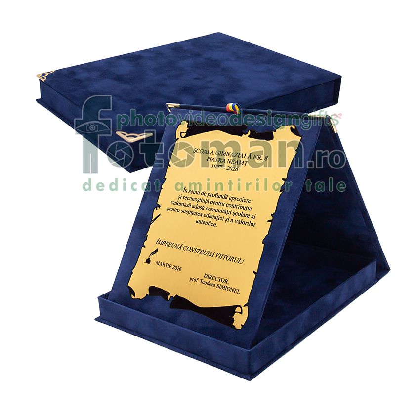 Placheta personalizata in cutie catifea