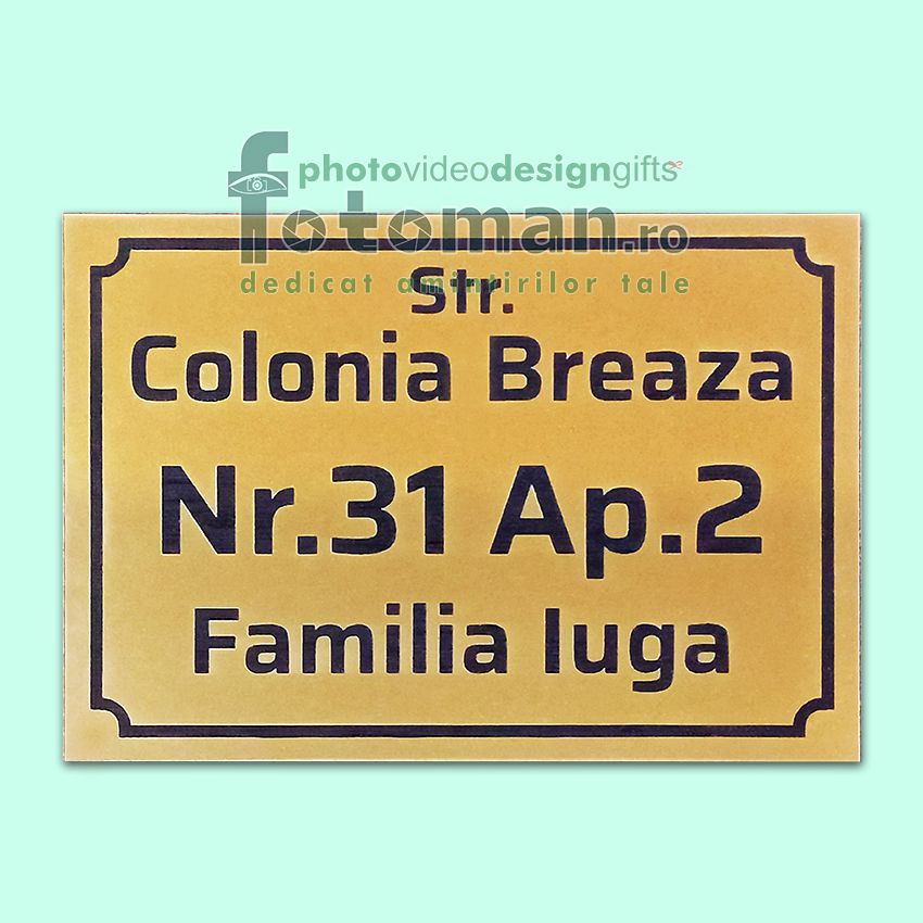 Placuta gravata cu adresa 