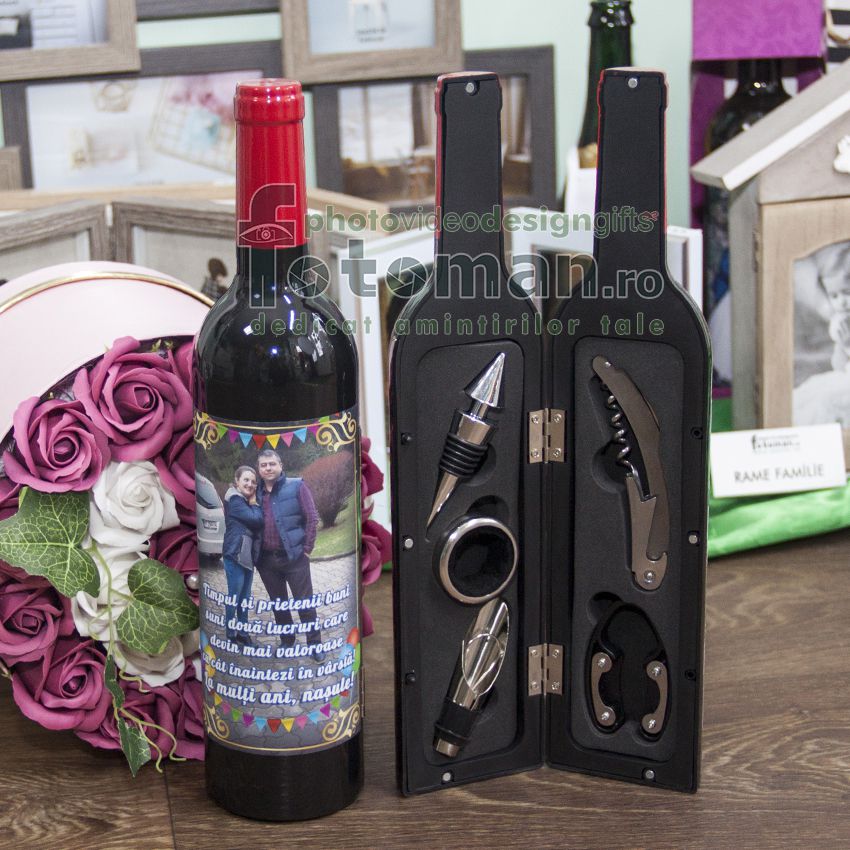 Sticla magnetica & set desfacator vin