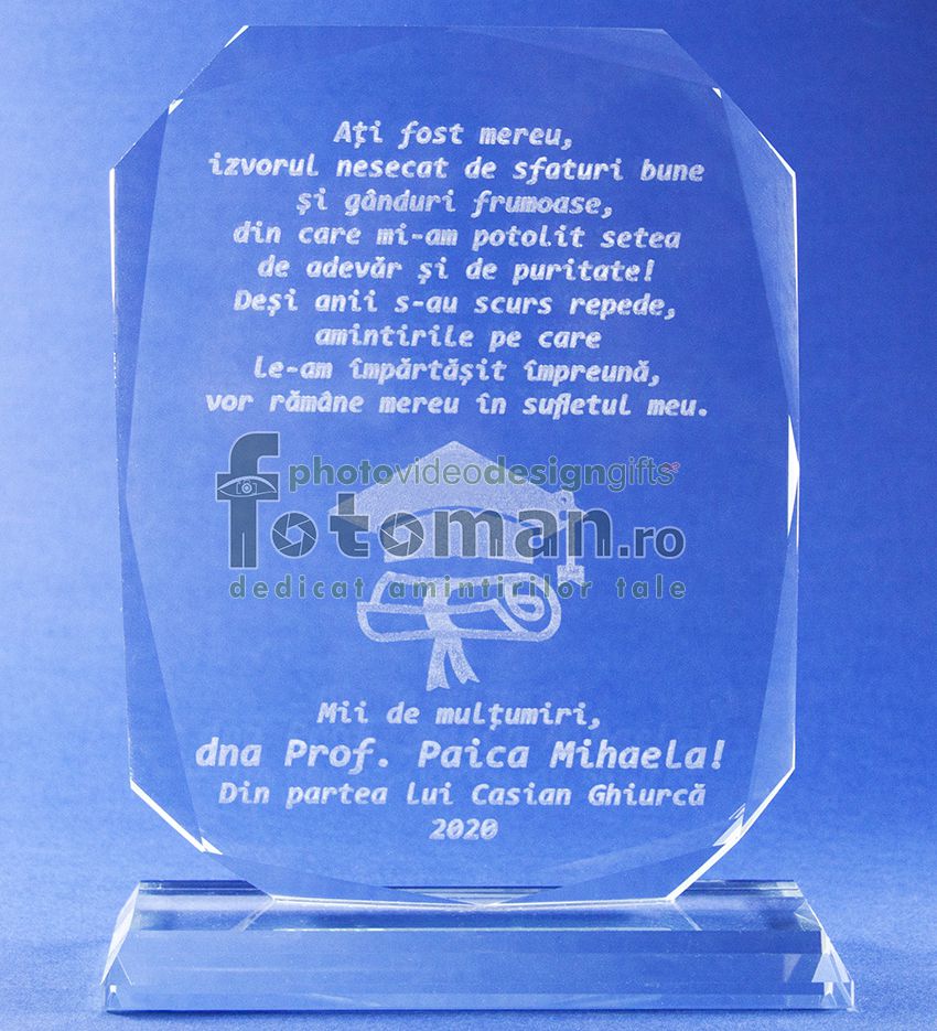 Trofee sticla gravate