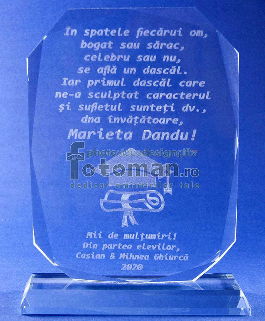 Trofee sticla gravate