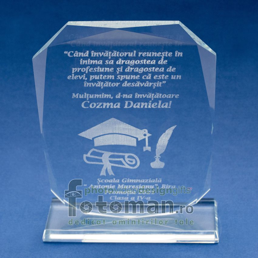 Trofee sticla gravate